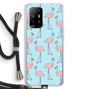 CaseCompany Anything Flamingoes: Oppo A95 5G Transparant Hoesje met koord