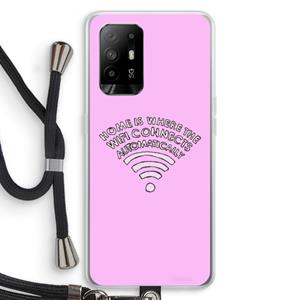 CaseCompany Home Is Where The Wifi Is: Oppo A95 5G Transparant Hoesje met koord
