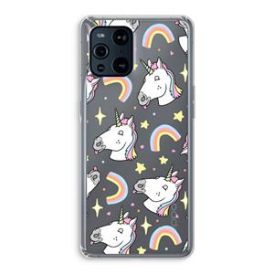 CaseCompany Rainbow Unicorn: Oppo Find X3 Pro Transparant Hoesje