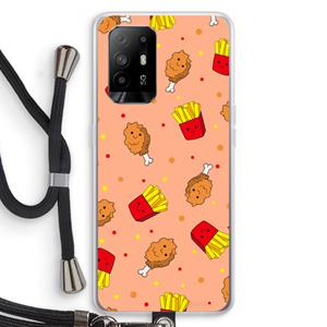 CaseCompany Chicken 'n Fries: Oppo A95 5G Transparant Hoesje met koord