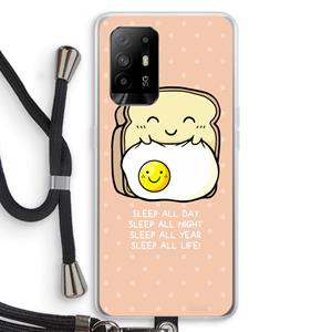 CaseCompany Sleep All Day: Oppo A95 5G Transparant Hoesje met koord