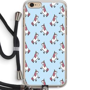CaseCompany Eenhoorns overal: iPhone 6 PLUS / 6S PLUS Transparant Hoesje met koord