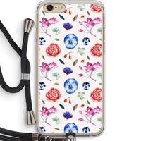 CaseCompany Bloemetjes: iPhone 6 PLUS / 6S PLUS Transparant Hoesje met koord