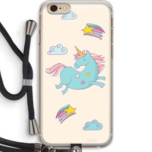 CaseCompany Vliegende eenhoorn: iPhone 6 PLUS / 6S PLUS Transparant Hoesje met koord