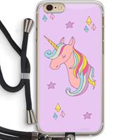 CaseCompany Roze eenhoorn: iPhone 6 PLUS / 6S PLUS Transparant Hoesje met koord