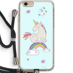 CaseCompany Regenboog eenhoorn: iPhone 6 PLUS / 6S PLUS Transparant Hoesje met koord