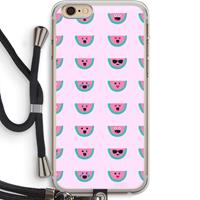 CaseCompany Smiley watermeloenprint: iPhone 6 PLUS / 6S PLUS Transparant Hoesje met koord