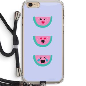 CaseCompany Smiley watermeloen: iPhone 6 PLUS / 6S PLUS Transparant Hoesje met koord