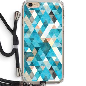 CaseCompany Gekleurde driehoekjes blauw: iPhone 6 PLUS / 6S PLUS Transparant Hoesje met koord