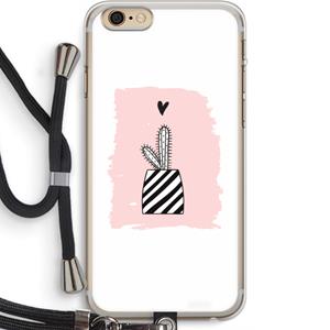 CaseCompany Zwart-wit cactus: iPhone 6 PLUS / 6S PLUS Transparant Hoesje met koord