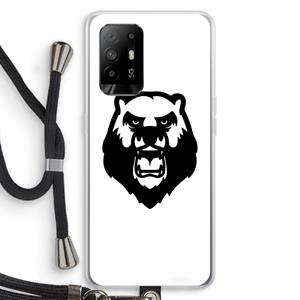 CaseCompany Angry Bear (white): Oppo A95 5G Transparant Hoesje met koord