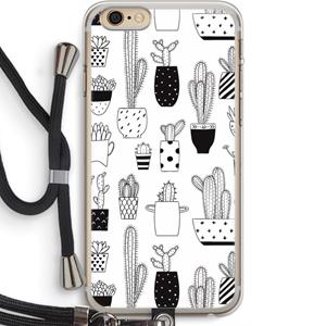 CaseCompany Cactusmotief: iPhone 6 PLUS / 6S PLUS Transparant Hoesje met koord