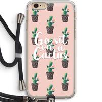 CaseCompany Cactus quote: iPhone 6 PLUS / 6S PLUS Transparant Hoesje met koord