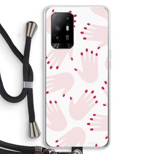 CaseCompany Hands pink: Oppo A95 5G Transparant Hoesje met koord