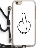 CaseCompany Middle finger white: iPhone 6 PLUS / 6S PLUS Transparant Hoesje met koord