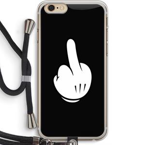 CaseCompany Middle finger black: iPhone 6 PLUS / 6S PLUS Transparant Hoesje met koord