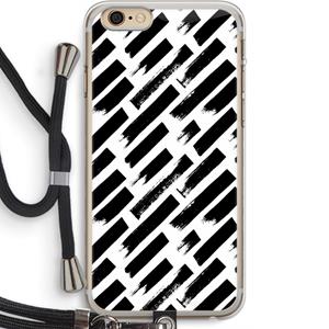 CaseCompany Zwarte vegen: iPhone 6 PLUS / 6S PLUS Transparant Hoesje met koord