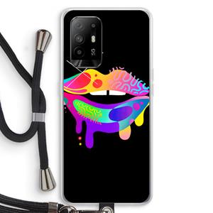 CaseCompany Lip Palette: Oppo A95 5G Transparant Hoesje met koord