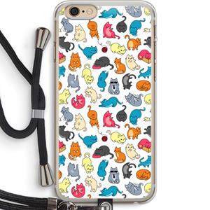 CaseCompany Kleurrijke katten: iPhone 6 PLUS / 6S PLUS Transparant Hoesje met koord