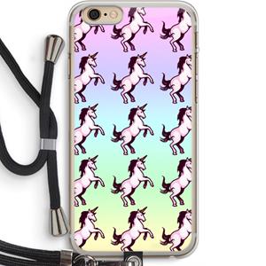 CaseCompany Musketon Unicorn: iPhone 6 PLUS / 6S PLUS Transparant Hoesje met koord