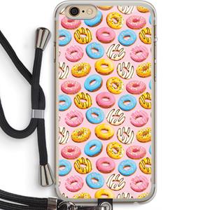 CaseCompany Pink donuts: iPhone 6 PLUS / 6S PLUS Transparant Hoesje met koord
