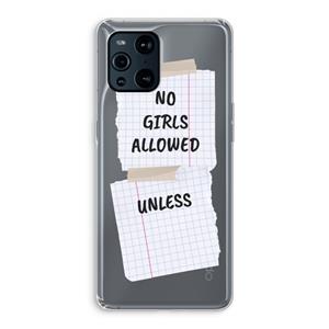 CaseCompany No Girls Allowed Unless: Oppo Find X3 Transparant Hoesje
