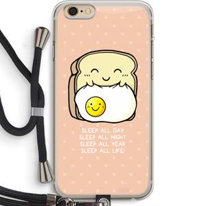 CaseCompany Sleep All Day: iPhone 6 PLUS / 6S PLUS Transparant Hoesje met koord