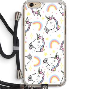 CaseCompany Rainbow Unicorn: iPhone 6 PLUS / 6S PLUS Transparant Hoesje met koord
