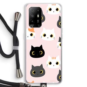 CaseCompany Katten: Oppo A95 5G Transparant Hoesje met koord