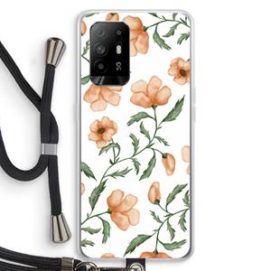 CaseCompany Peachy flowers: Oppo A95 5G Transparant Hoesje met koord