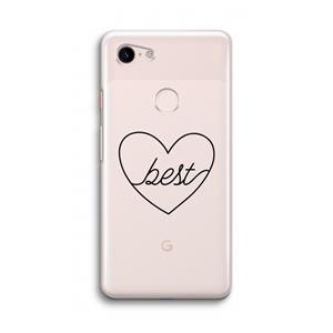 CaseCompany Best heart black: Google Pixel 3 Transparant Hoesje