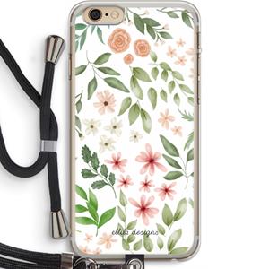 CaseCompany Botanical sweet flower heaven: iPhone 6 PLUS / 6S PLUS Transparant Hoesje met koord