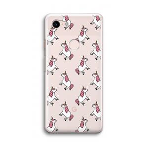CaseCompany Eenhoorns overal: Google Pixel 3 Transparant Hoesje