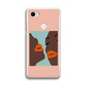 CaseCompany Orange lips: Google Pixel 3 Transparant Hoesje