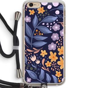 CaseCompany Flowers with blue leaves: iPhone 6 PLUS / 6S PLUS Transparant Hoesje met koord