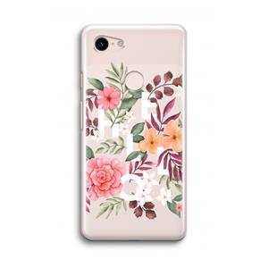 CaseCompany Hello in flowers: Google Pixel 3 Transparant Hoesje