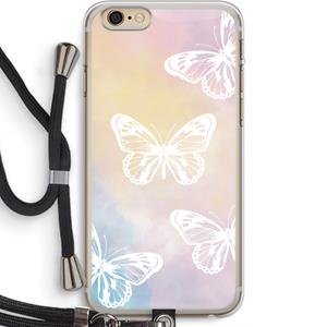 CaseCompany White butterfly: iPhone 6 PLUS / 6S PLUS Transparant Hoesje met koord