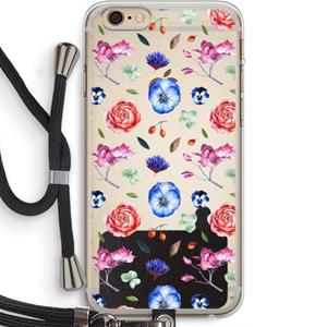 CaseCompany Bloemetjes: iPhone 6 PLUS / 6S PLUS Transparant Hoesje met koord