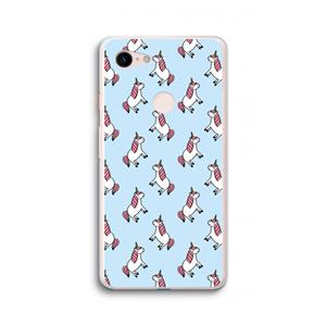 CaseCompany Eenhoorns overal: Google Pixel 3 XL Transparant Hoesje