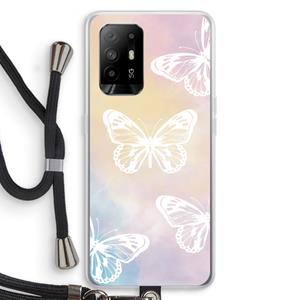 CaseCompany White butterfly: Oppo A95 5G Transparant Hoesje met koord