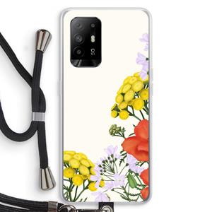 CaseCompany Wilde bloemen: Oppo A95 5G Transparant Hoesje met koord