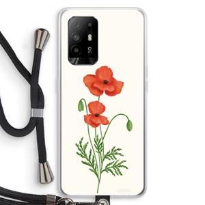 CaseCompany Red poppy: Oppo A95 5G Transparant Hoesje met koord