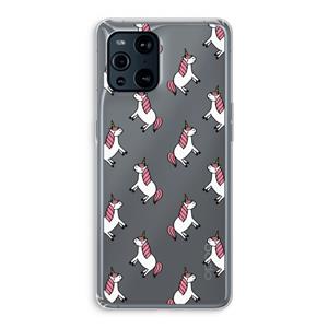 CaseCompany Eenhoorns overal: Oppo Find X3 Transparant Hoesje