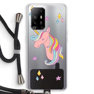 CaseCompany Roze eenhoorn: Oppo A95 5G Transparant Hoesje met koord