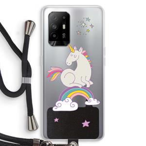 CaseCompany Regenboog eenhoorn: Oppo A95 5G Transparant Hoesje met koord