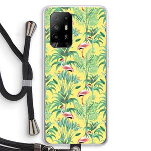 CaseCompany Flamingo party: Oppo A95 5G Transparant Hoesje met koord