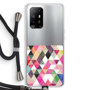 CaseCompany Gekleurde driehoekjes: Oppo A95 5G Transparant Hoesje met koord
