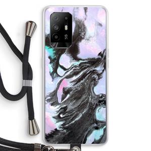 CaseCompany Pastel zwart: Oppo A95 5G Transparant Hoesje met koord