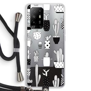 CaseCompany Cactusmotief: Oppo A95 5G Transparant Hoesje met koord