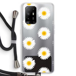 CaseCompany Margrietjes: Oppo A95 5G Transparant Hoesje met koord